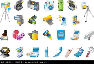 相機電話交卷等電子產品圖案AI素材免費下載 編號4001068